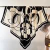 Women'S Spring And Autumn New Cotton Linen Flower Letter Cotton Linen Herringbone Silk Scarf Square Scarf Professional Scarf Scarf