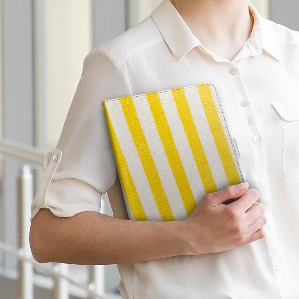 Igcase Fire HD 8 Released In Exclusive Notebook Direct Pasting Striped Pattern 008427 (8th Generation, 2018) Case, Type, Cover, Type, Yellow,