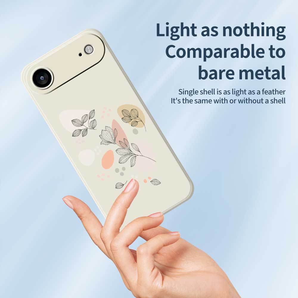 For iPhone 17 Air Case Sketch Leaves Pattern Printing Straight Edge TPU Phone Back Cover