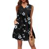 Women's Casual Fashion Breathable V-neck Vest With Pockets Floral Holiday Dress