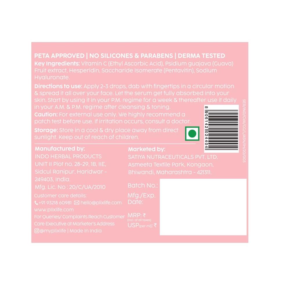 PLIX The Plant Fix Сыворотка для лица с 10% витамином С 20 мл Одиночная упаковка Для сияющего вида Равномерный тон Легкий уход Ежедневно