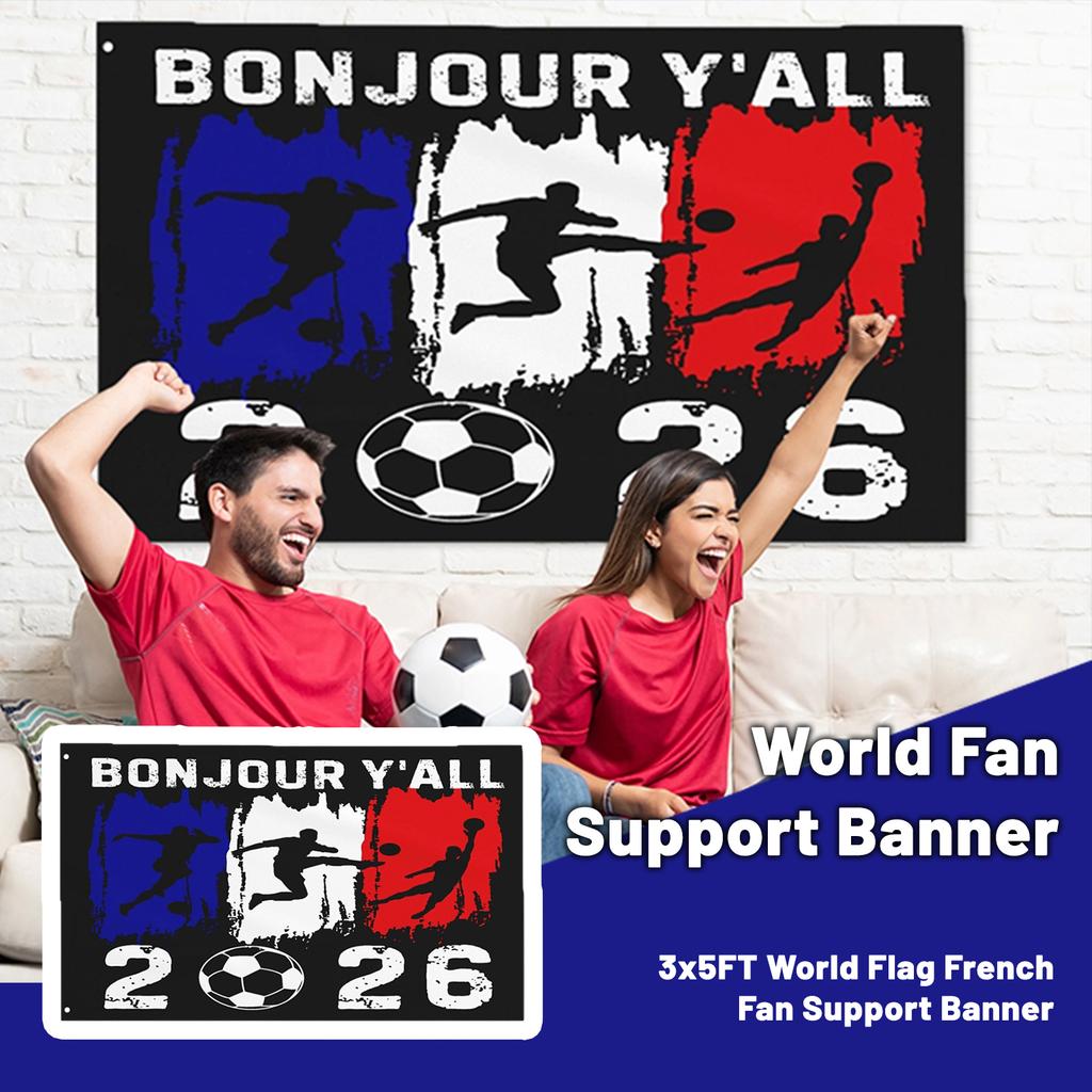 35FT World Flag French Fan Support Banner