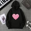 Yurak shaklidagi bosma grafik kaputlar Yoqimli liboslar Moda bo'sh pullover Sweatshirt Kundalik qizlar uchun qalpoqli toplar