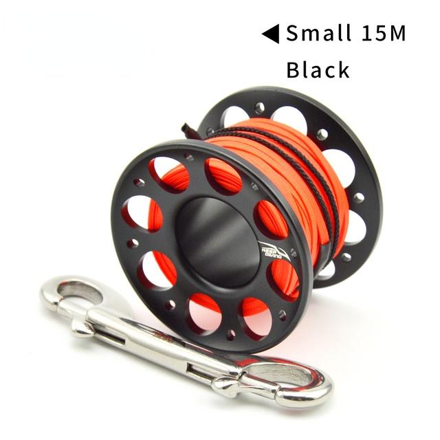 15M/30M Катушка для дайвинга из алюминиевого сплава Finger Reel с двойным крючком из нержавеющей стали Оборудование для пещерного дайвинга