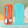 1 набор детских столовых приборов с противоскользящим покрытием и футляром для хранения, обучающая пищевая нержавеющая сталь, ложка для кормления младенцев, вилка, детские товары
