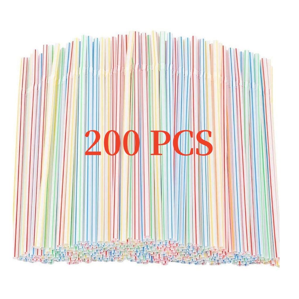 100-3000PCS Colorful Drinking Kunststof Straw Milk Tea Bar Party Rietjes Drinking Wedding Kitchen Beverage Straws Wholesale