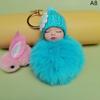 Pompom Sleeping Baby Keychain Cute Fluffy Plush Doll Keychains Women Girl Bag Keyrings Cars Key Ring Jewelry