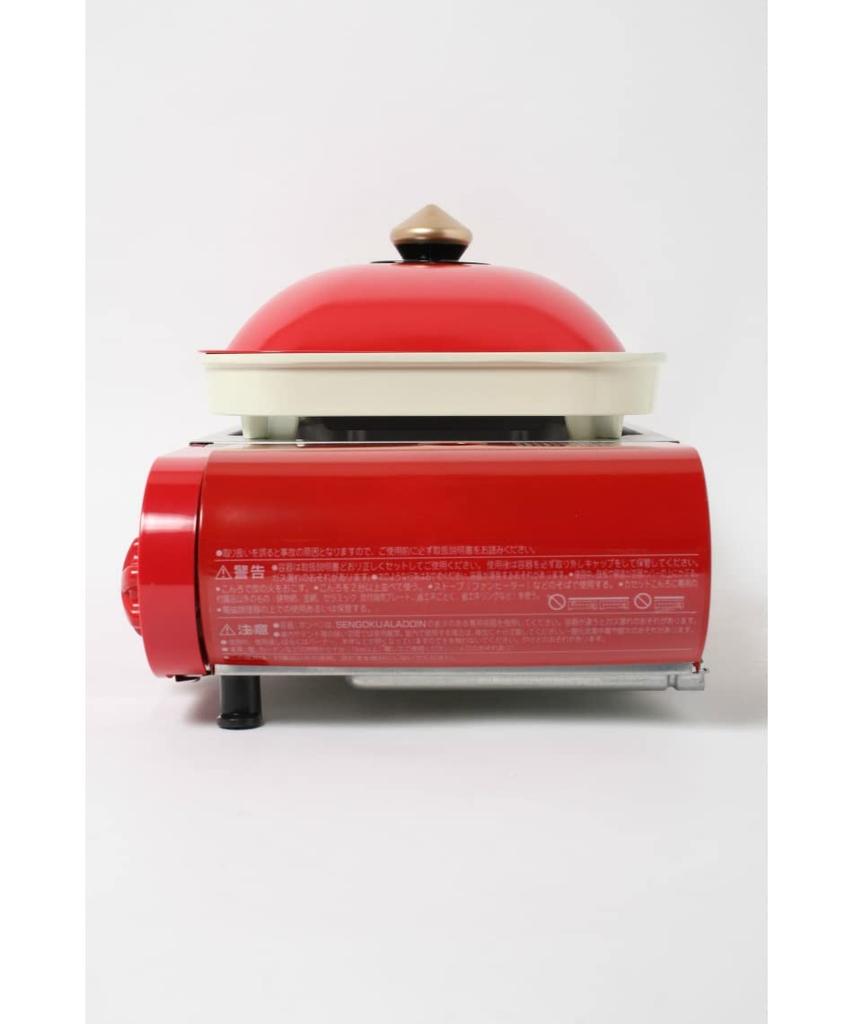 Aladdin Portable Gas Hot Plate Petit Pan Cassette Cylinder Type with 2 Plates Flat Plate 2 Color Pot Page X Sengoku Aladdin Recipe Book Red / [Orange