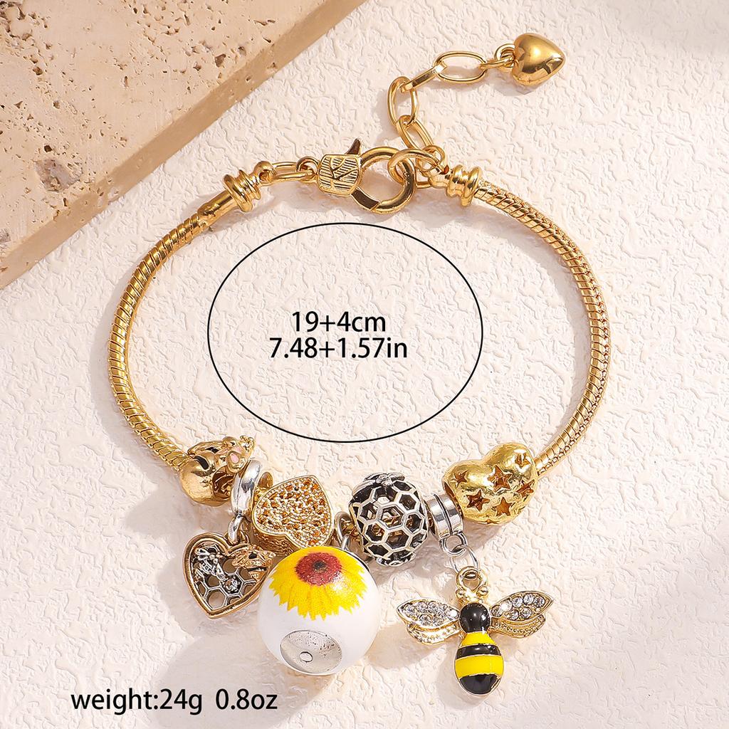 1 штука модной циркониевой браслета в стиле семьи Пан, женский браслет с подвеской в виде пчелки, нишевый браслет