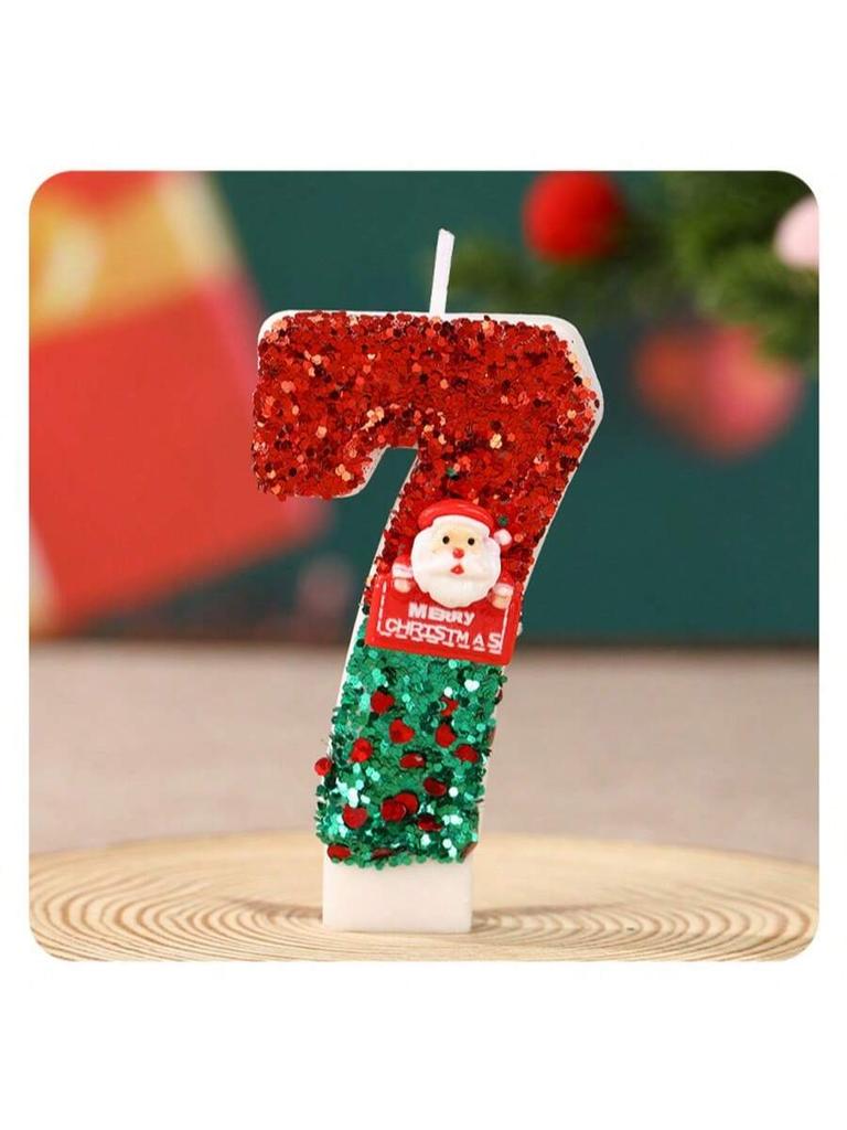 Christmas 0-9 Number Candle 3D Page Cartoon Character Children Party Cake Plug-in Birthday Cake Decoration Gift