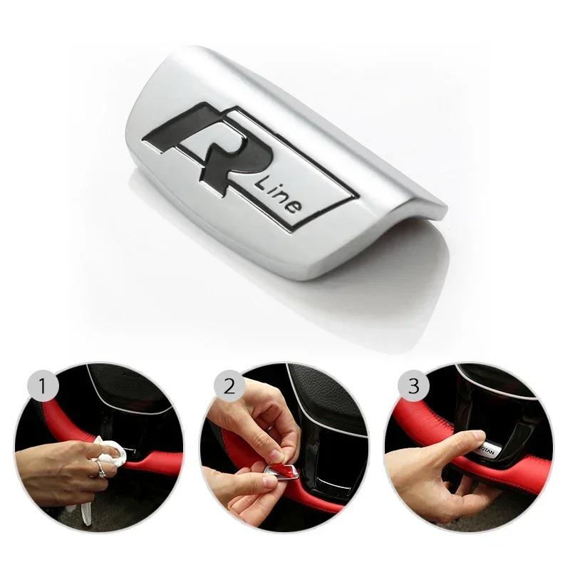 3D алюминиевый сплав Rline эмблема значок рулевого колеса автомобиля логотип наклейка аксессуары для GTI Polo Golf Passat Scirocco Jetta Beetle