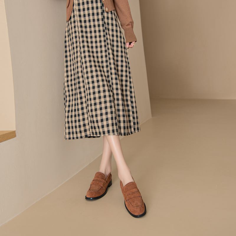 Krazing Pot Туфли-лодочки из натуральной кожи с круглым носком на низком каблуке, женские туфли-оксфорды без застежек, винтажные туфли-лодочки