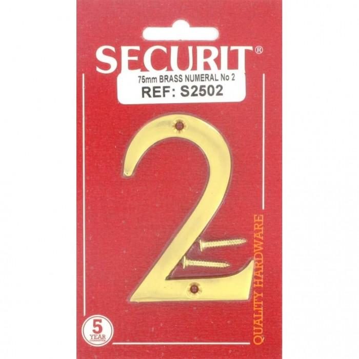 Securit Латунная цифра № 2