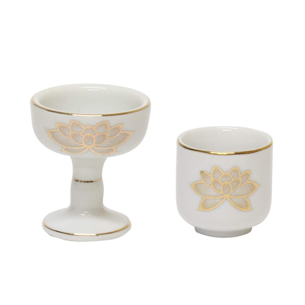 Small 8-piece Buddhist altar set (including bell, incense burner, candle holder, flower vase, Buddhist altarware, tea set, matchsticker, and incense