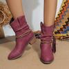 2024 Ретро Кисточка Ковбойские Сапоги Плоский Каблук Женские Ботильоны Острый Носок Слипоны Массивная Панк Мода Короткие Сапоги Botas De Mujer