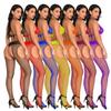 Popular Sexy Bodystocking With Hot Rhinestones Sexy Four-sided Open Mesh Panties Fine Mesh Socks With Rhinestones