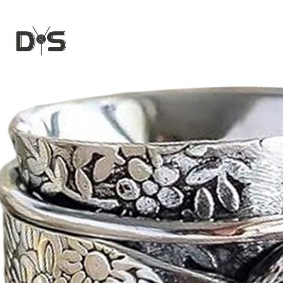 Кольцо для медитации с богемным аметистом, винтажное цветочное вращающееся широкое кольцо с аметистовым камнем, вращающееся кольцо для снятия беспокойства