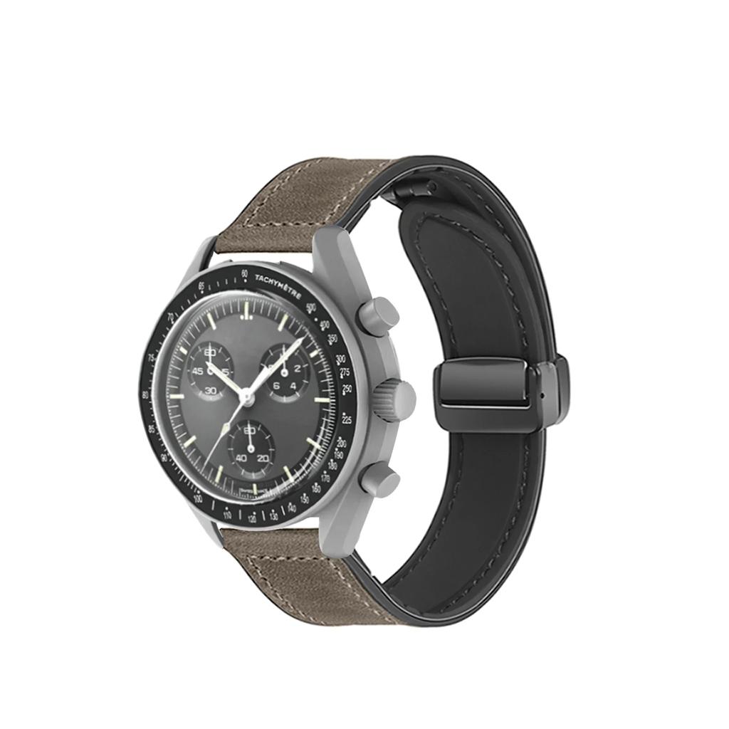 Кожаный ремешок 20 мм для совместных часов Omega X Swatch MoonSwatch Planet Metal с магнитной застежкой для часов Swatch, силиконовый ремешок, аксессуары