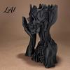 Anatomical Hand Bone Art 3D Printed Melting Skeleton Statue Matte Black Gothic Skull Holding Unique with Thorns Design Chin Figurine Dark