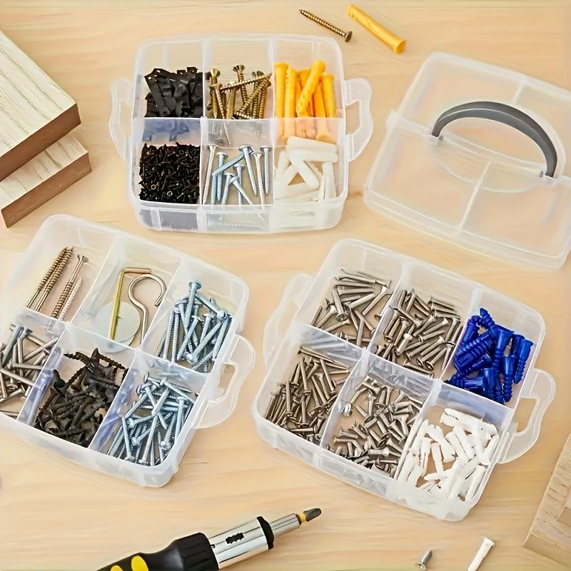 Трехуровневый штабелируемый органайзер с 18 отделениями - Прозрачный пластиковый контейнер для хранения рукоделия, игрушек, украшений и принадлежностей - Прочный, портативный с ручкой