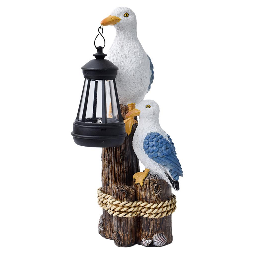 Seagull Or Pelican Garden Bird Statue with Solar Light Cute Sculpture Lamp Ocean Bird Art Ornament for Lawn Decor Women Mom Gift