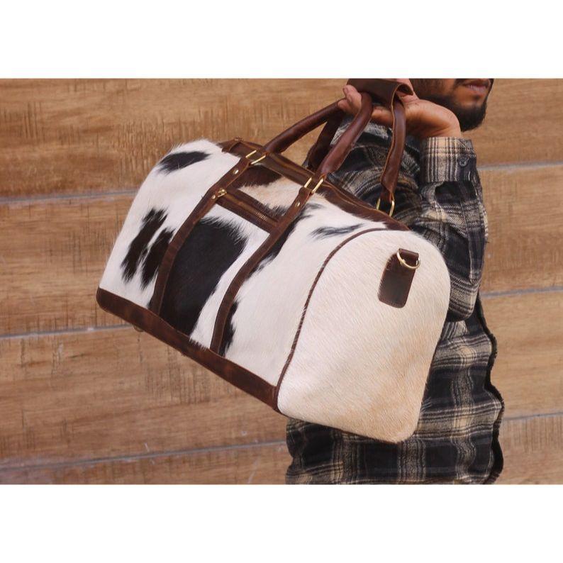 Top Grain Leather Duffle Bag – Vintage Cowhide Travel Weekender, Full-Grain Carry-On Luggage, Groomsmen Gift