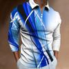 Men's Polo Shirt Printed Casual Zip T-shirt Personalised Digital Printing Tops Men's Autumn