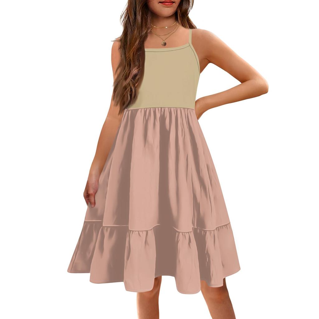 The Summer Children Condole Printed Sleeveless Cute Princess Leisure Dresses Of The Girls