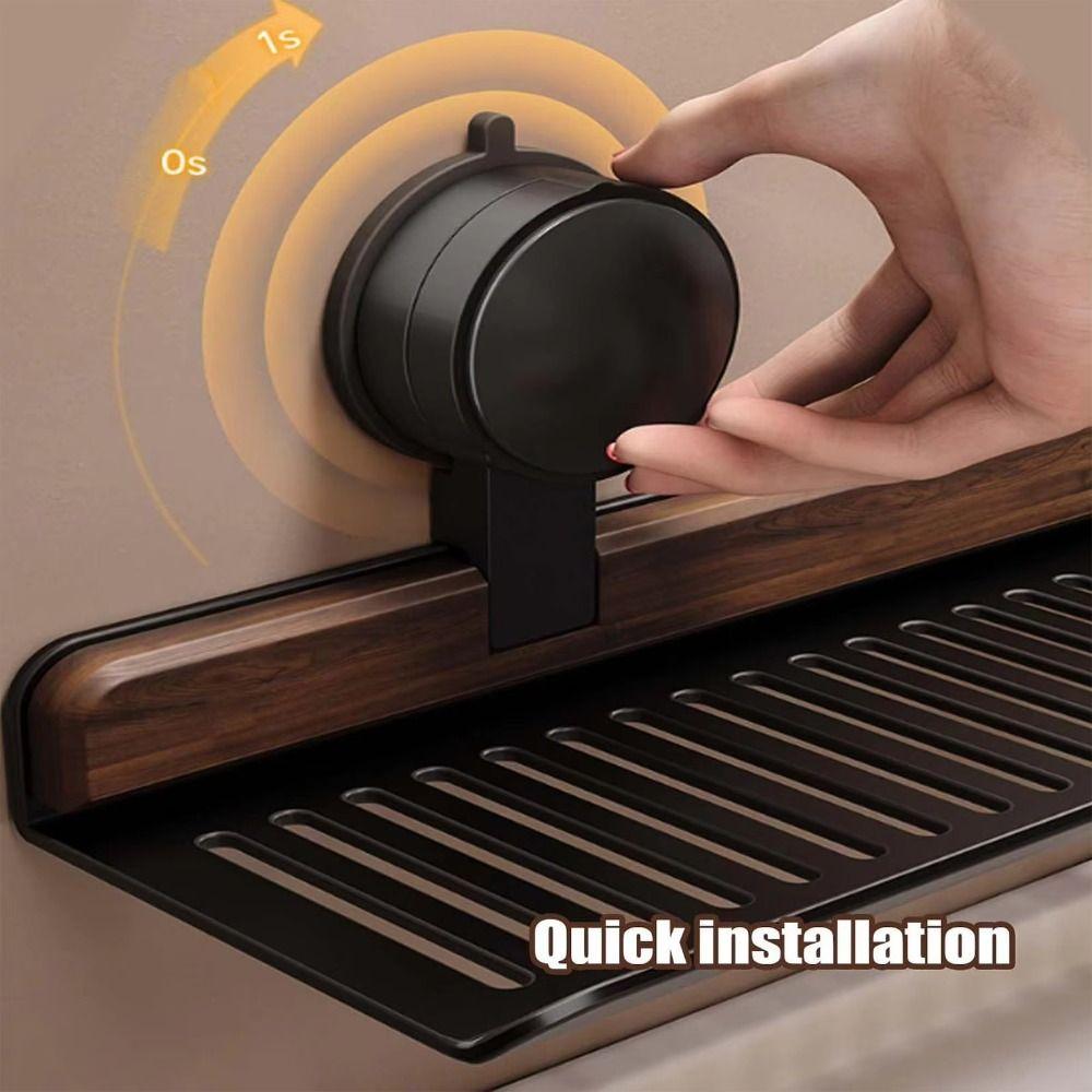 No Drill Suction Cup Bathroom Shelf Walnut Finish Over Faucet Sink Rack Heavy Duty Storage Rack  RV
