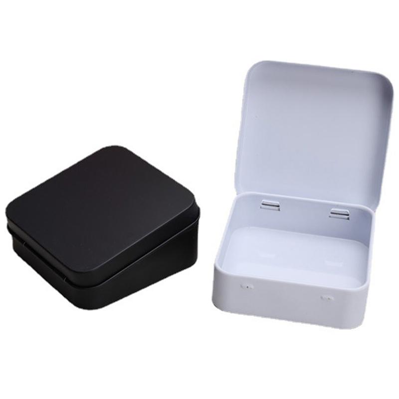 Мини-контейнер для металлических банок, квадратный откидной контейнер для хранения, жестяная коробка с петлями, небольшой футляр для набора, органайзер для ювелирных изделий, монет, конфет, портативный