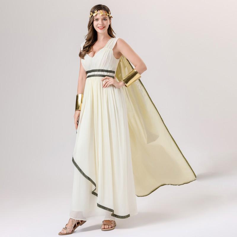 Halloween Costume Women Ancient Greek Goddess Athena Cleopatra Dress Medieval Style Cosplay