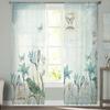Rustic Vintage Tulip Flower Bird Sheer Voile Window Curtains Tulle Curtains Living Room Balcony Decoration Drapes