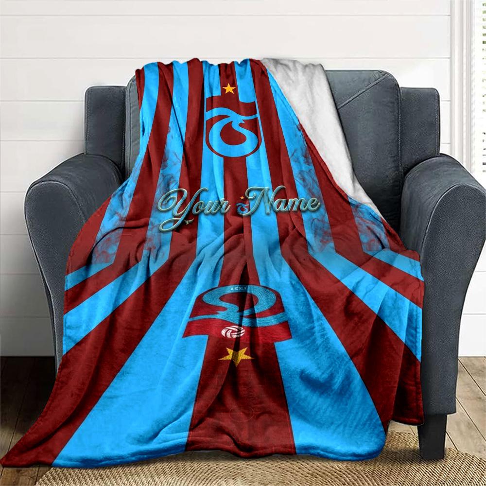 Name Custom Trabzonspor Logo Print Flannel Blanket High Quality Warm Comfortable Cover for All Seasons Perfect for Gifts Home Decor