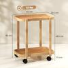2 Tier Bamboo Kitchen Cart Auxiliary Kitchen Cart With Wheels 2 Shelves 54x36.5x60 Cm Natural