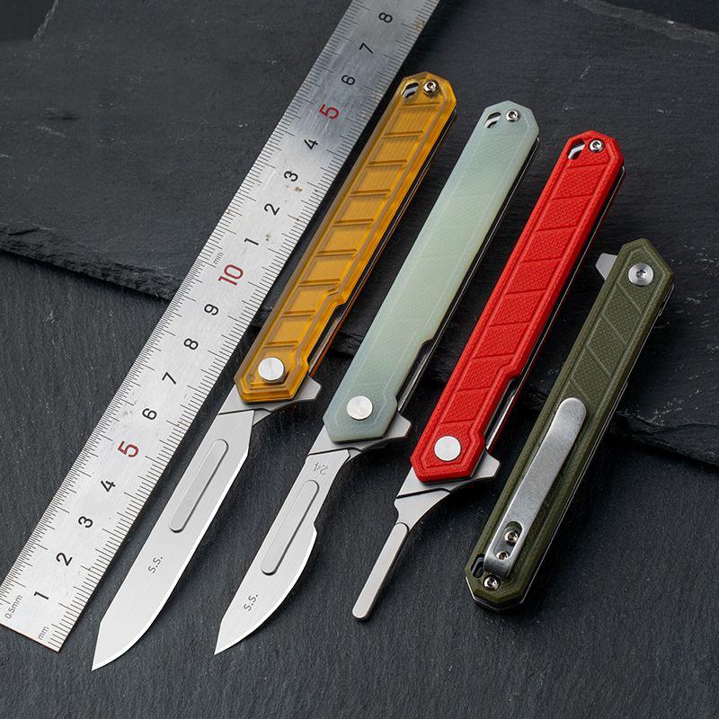 НОВИНКА Складной нож с рукоятью из ПЭИ/G10, подходит для различных лезвий скальпелей, мини-портативный EDC-нож общего назначения с лезвиями №60