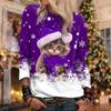 Christmas Women's Sweatshirt Cat Sportswear Holiday Print Christmas Casual Round Neck Long Sleeve Top Micro Stretch 6XL