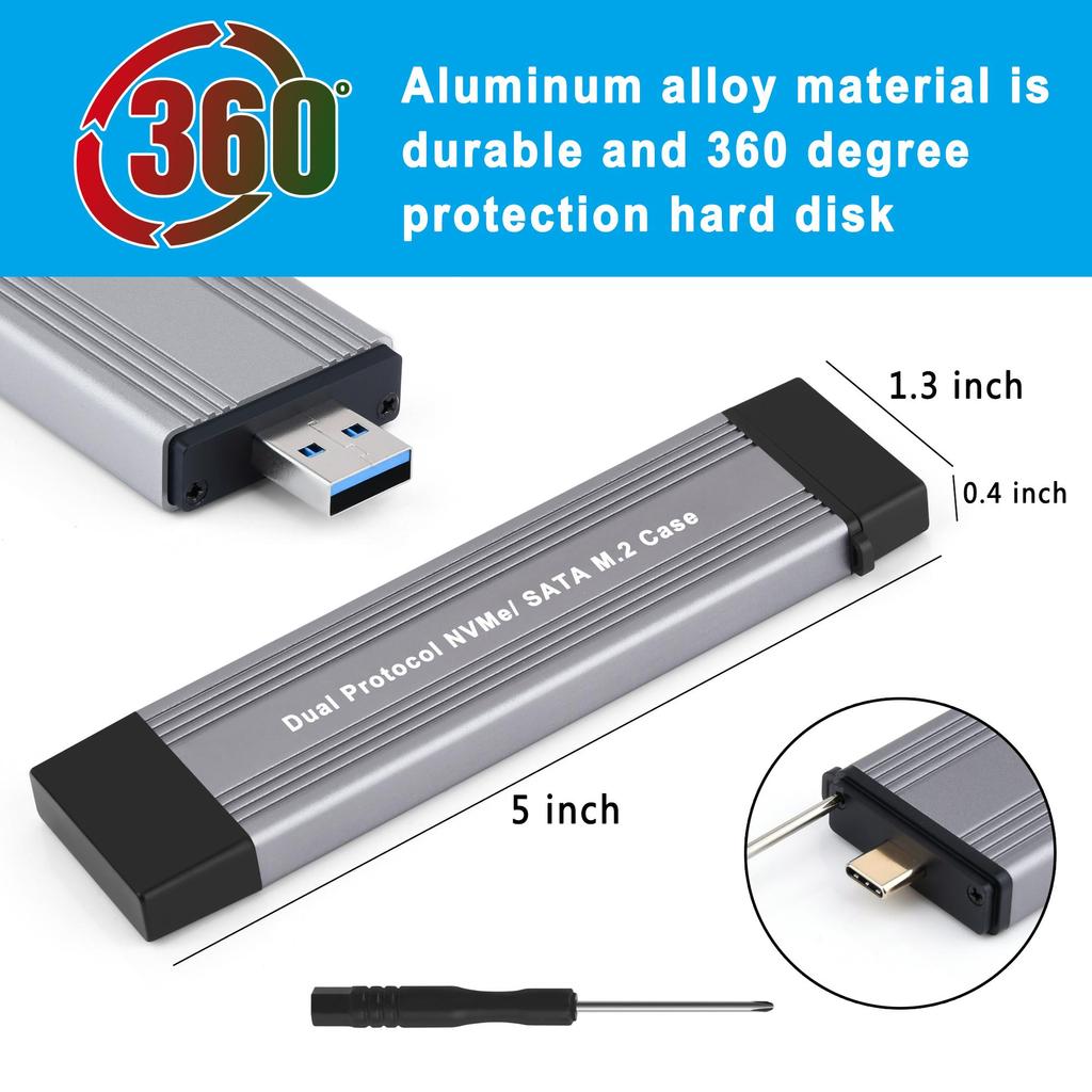 Корпус SSD M2 с двумя протоколами USB3.0/Type-C на M.2 NVME SATA SSD адаптер 10 Гб USB3.1 Gen2 USB C внешний SSD-бокс M/B&M Key
