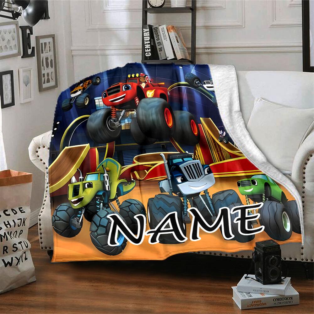 Customizable Blaze and the Monster Machines1 Throw Blanket – Personalized Name, All-Season Cozy Snug Blanket, Machine Washable, Personalized Blanket