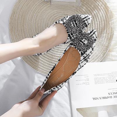 Весенняя женская обувь Роскошные брендовые женские туфли на плоской подошве с острым носком, офисные женские туфли в клетку, женские туфли-лодочки, большой размер 2024