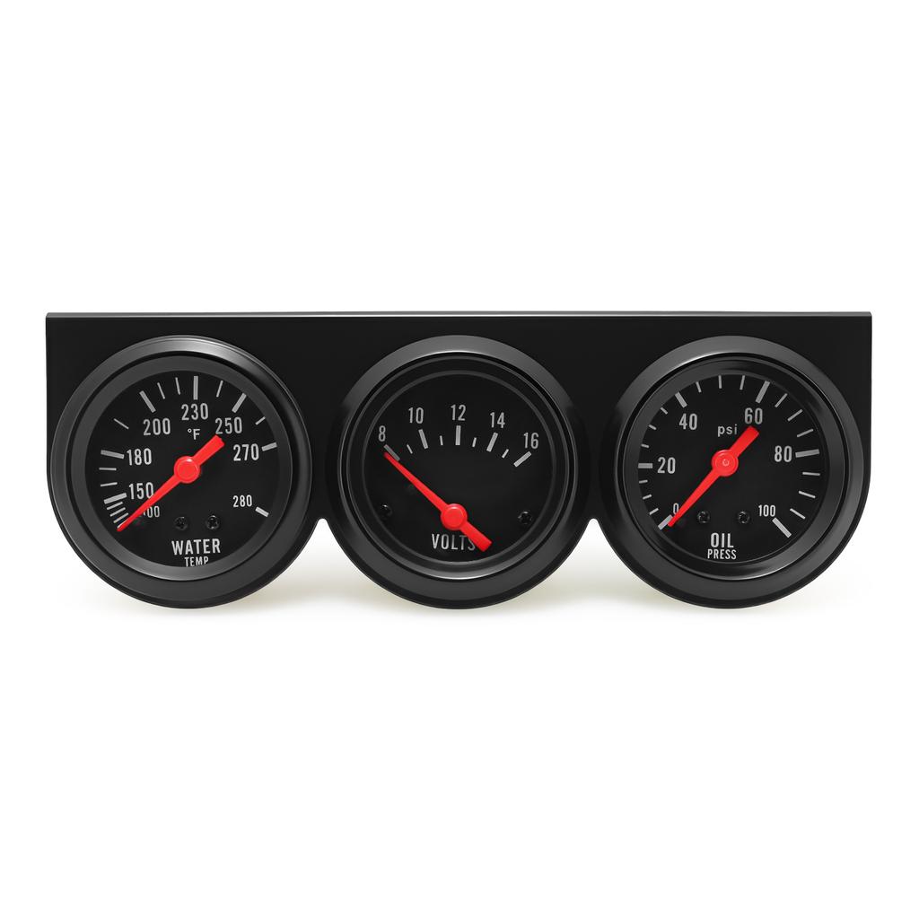 52MM 3 In 1 Car Oil Pressure Water Temp Voltmeter Triple Gauge Kit Universal Car Water Temp Gauge Meter With Sensor For 12V Car