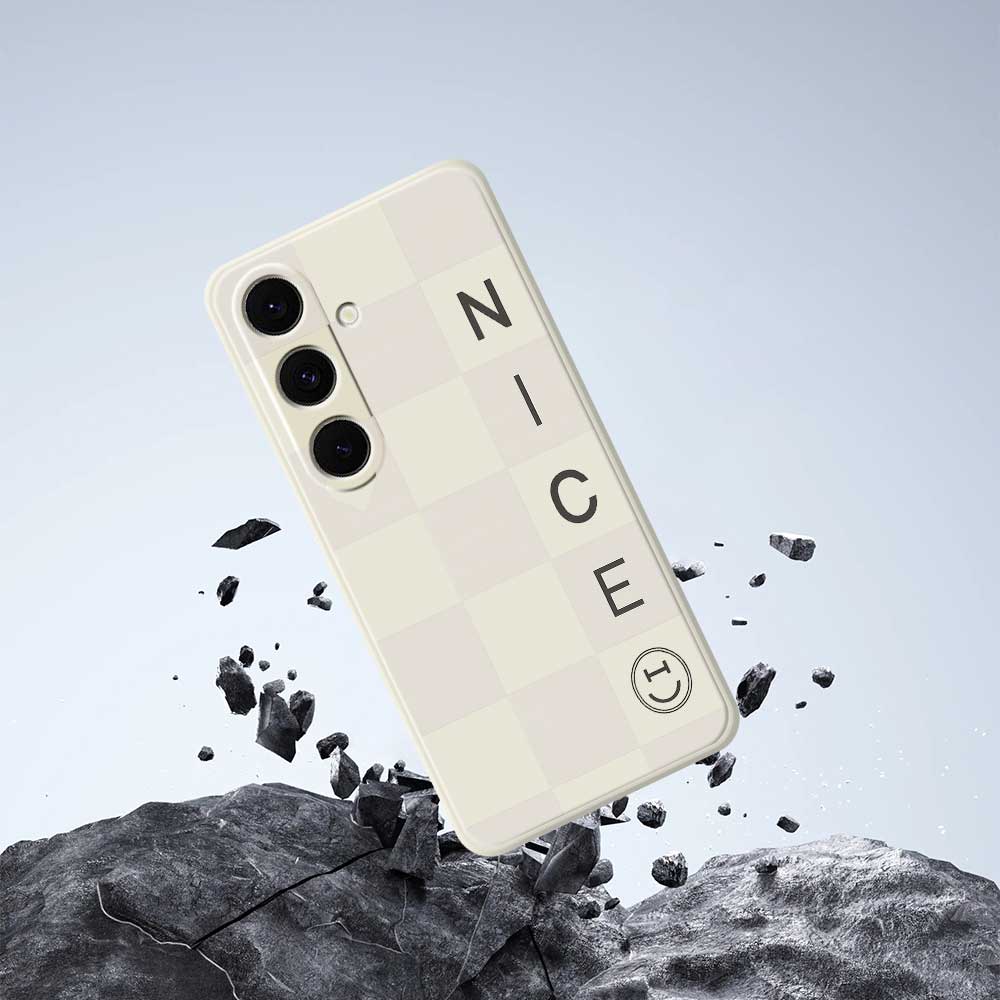 For Samsung Galaxy S25+ Case Grids Pattern Printing Straight Edge TPU Phone Back Cover