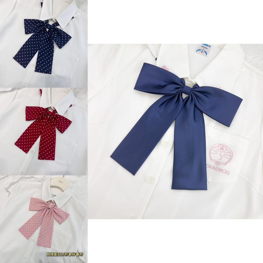 Длинный галстук-бабочка в горошек, аксессуар для школьной формы JK, из тканого материала для повседневной носки