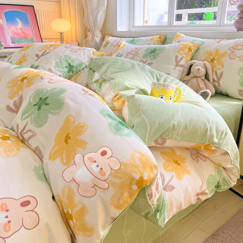 Sleep Grid 12868 Cotton Printed Four Piece Set