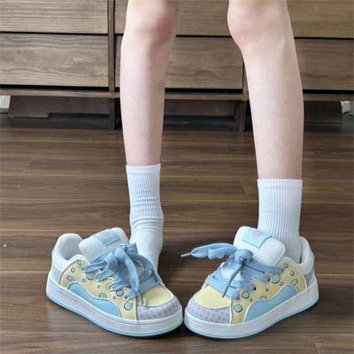 Гонконгский стиль нишевые милые туфли-бублики лунно-голубого цвета женские осенние новые универсальные спортивные и повседневные кеды на платформе