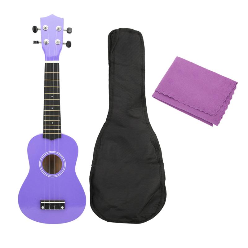 21-дюймовая цветная акустическая гавайская гитара сопрано, комплект укелеле из липы с сумкой для переноски, ремешок для уке для начинающих, детей