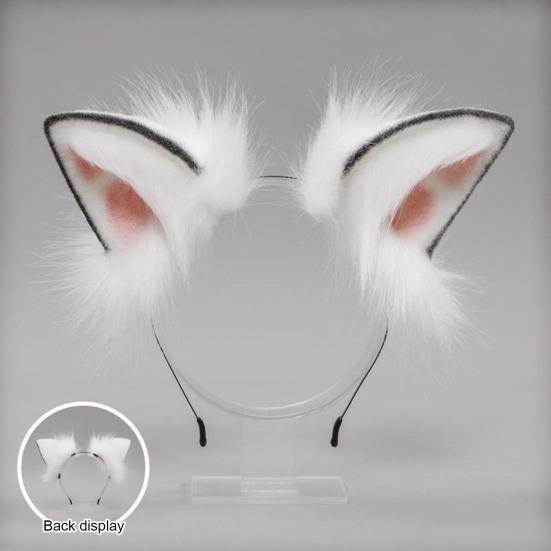 Повязка на голову из искусственного меха лисы с кошачьими ушками в плюшевом стиле для ролевых игр, переодевания, ручной работы, повязка на голову, реквизит для косплея