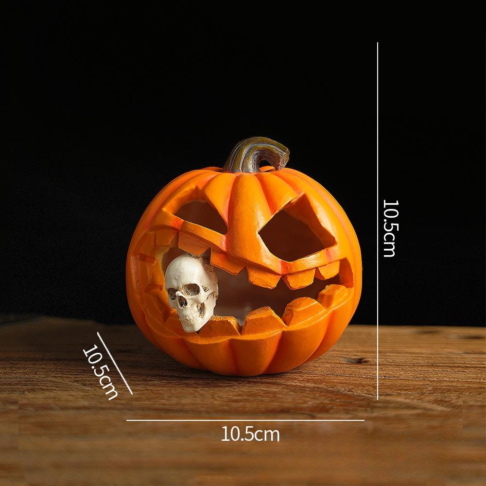 Halloween Pumpkin Decoration with Lights Halloween Spooky Skull Figurines Lantern Indoor Ornaments for Tabletop Desk Home