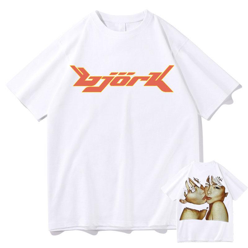 1990 Bjork Heavy Concert Vintage Tshirt Hip Hop Music Album Double Sided Print Oversized Tshirt Men Women Fashion Casual Tees