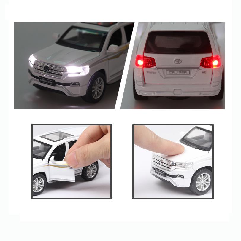 1/32 Scale Toyota Land Cruiser Prado Alloy Car Model Off-Road Vehicles Diecast Toys with Sound and Light,Collection Replica Car Models Gift for Kids