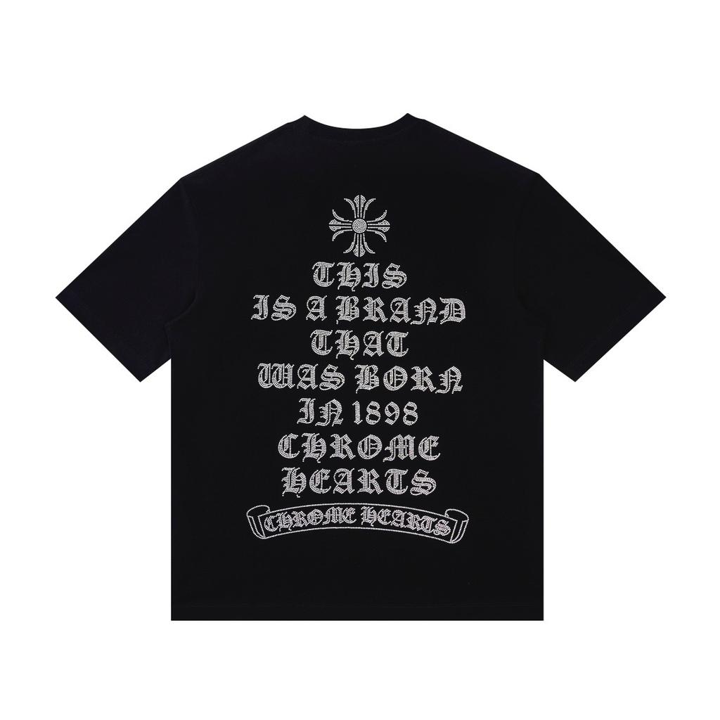 F2026 CHROME HEARTS 2025 Летняя новая высококачественная хлопковая футболка с круглым вырезом, свободная, большого размера, для мужчин и женщин, футболка для пары